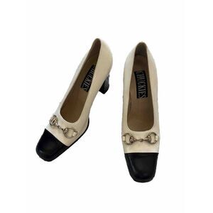 Vintage Chuckie’s Heels Shoes Horsebit Leather White Black 38.5 / 7